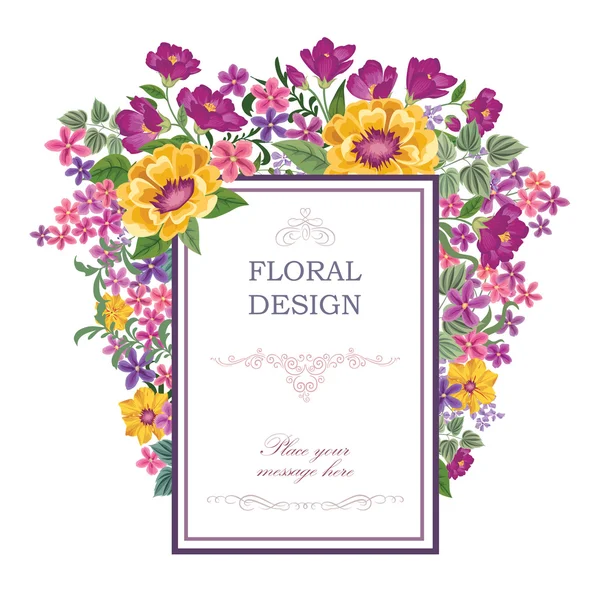 Moldura floral com flores de verão . — Vetor de Stock