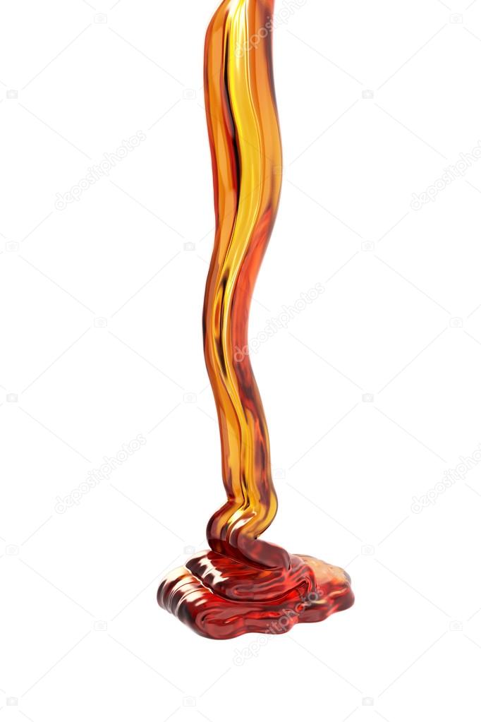 Honey flowing on white background. 