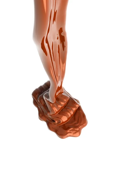 Schokoladenfluss isoliert auf weißem Hintergrund Nahaufnahme — Stockfoto