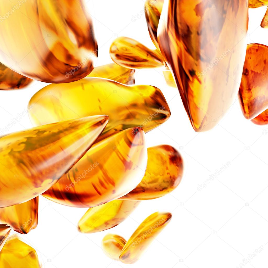 Baltic amber stone on white background