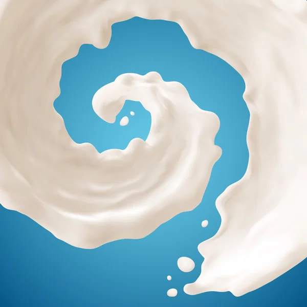 Du lait éclaboussé sur fond bleu. Gradient Mesh. PSE10 . — Image vectorielle