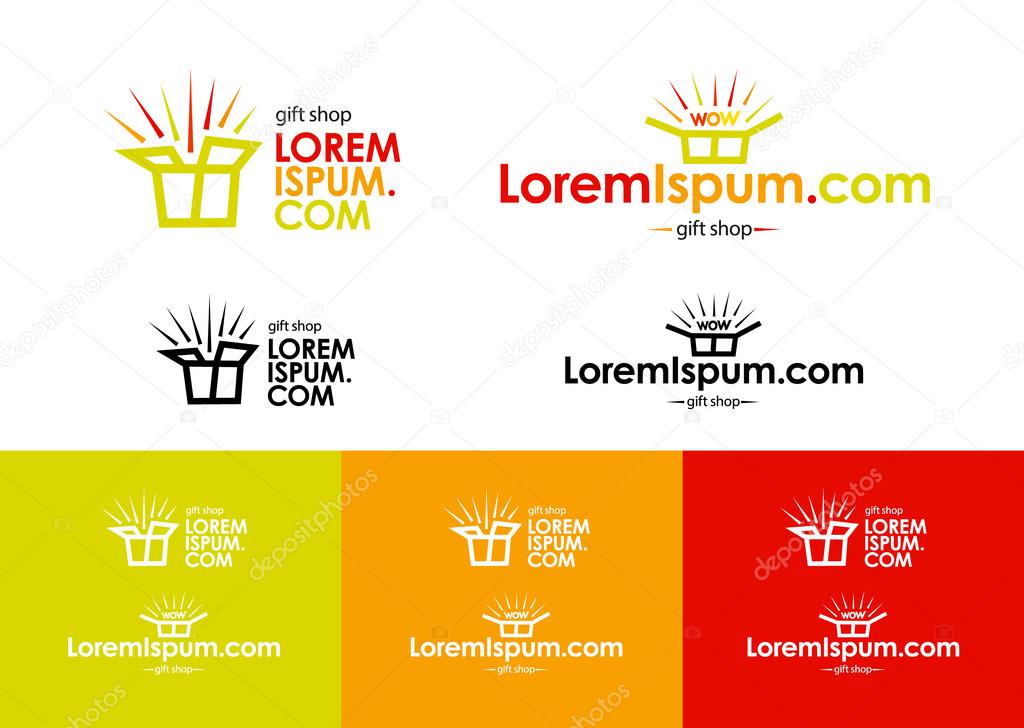 Logo of online store. Template logo of online shop company with packages.