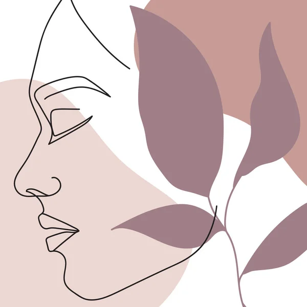 Moderne Abstrakte Gesichter Modekonzept Weibliche Schönheit Minimalistisch Mit Geometrischem Gekritzel — Stockvektor