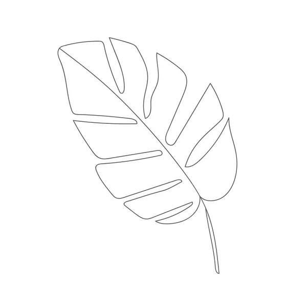 Minimalistische Linienzeichnung Blatt Vektor Eine Zeile Kunst Botanical Sketch Vector — Stockvektor