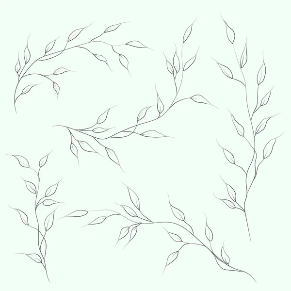 ベクトルラインの花分離 デザインの要素 手描きの輪郭線とストローク — ストックベクタ