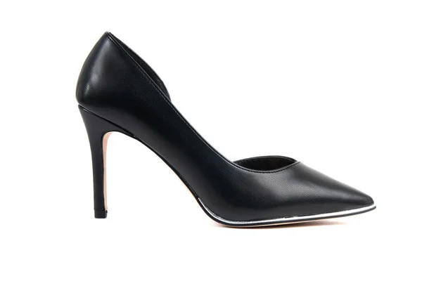 Chaussures Classiques Noires Pour Femmes Sur Fond Blanc — Photo