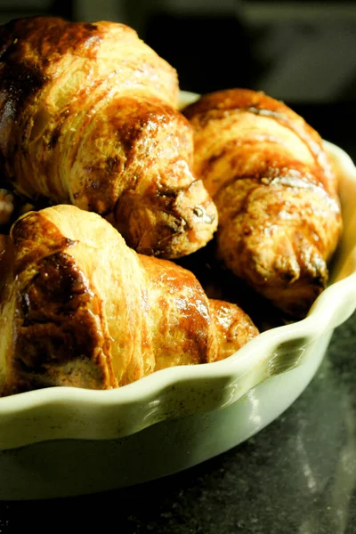 Croissants Horno Para Desayuno Café — Foto de Stock