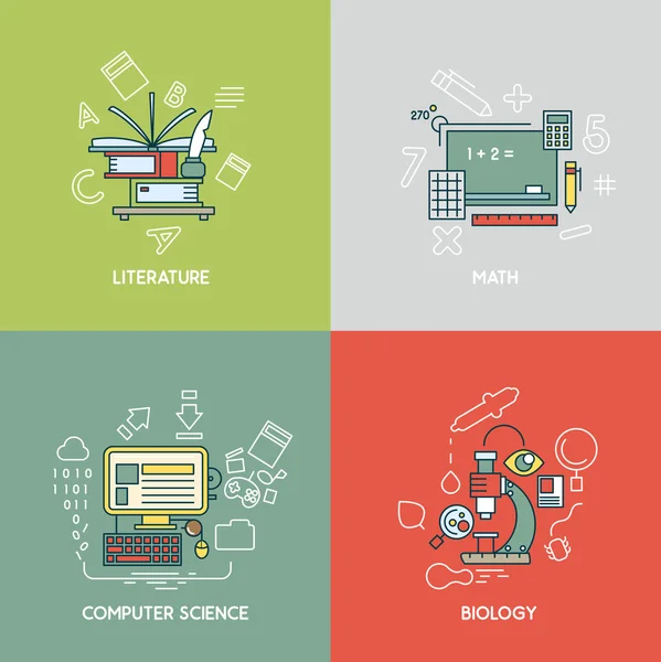 Matematica, letteratura, informatica e biologia — Vettoriale Stock