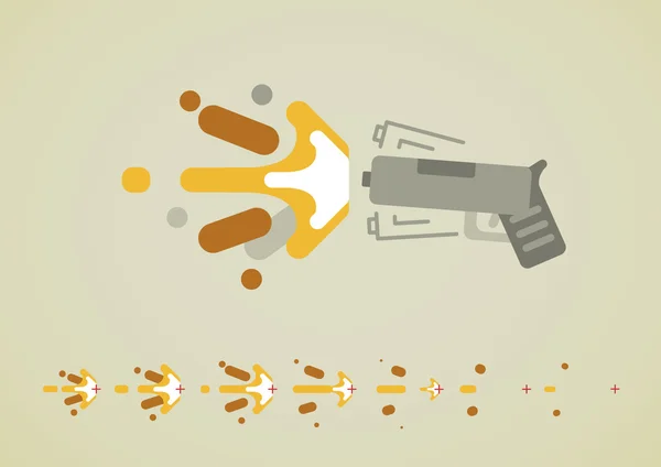 Animasi efek menembak Gun untuk permainan video - Stok Vektor