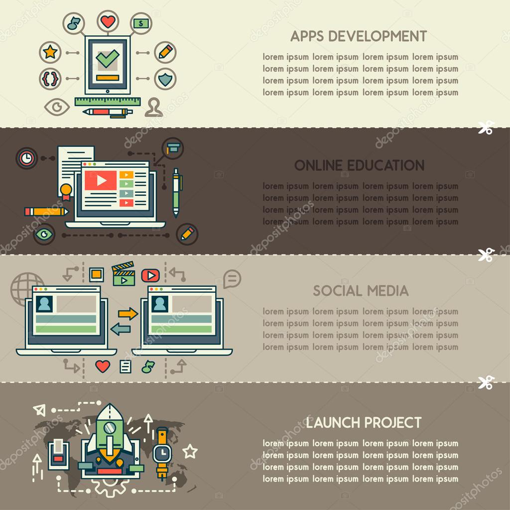 Set eleven of internet technology banners