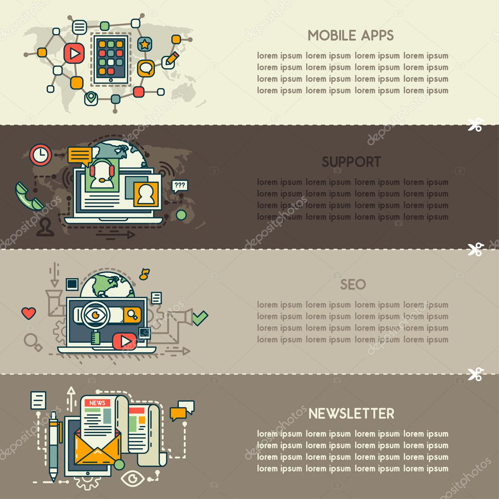 Set twenty of internet technology banners