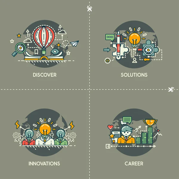 Descubre, soluciones, innovaciones, carrera — Vector de stock