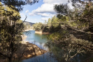 İspanya, Teruel 'deki Pena Reservoir Panoraması