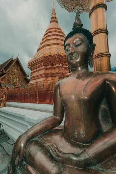 Golden Buda Big Stupa Details Doi Suithep Temple Chiang Mai — Stock Photo, Image