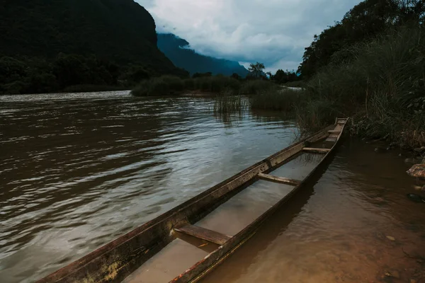 Sunset Mekong River While Approaching Storm — Stock Photo, Image