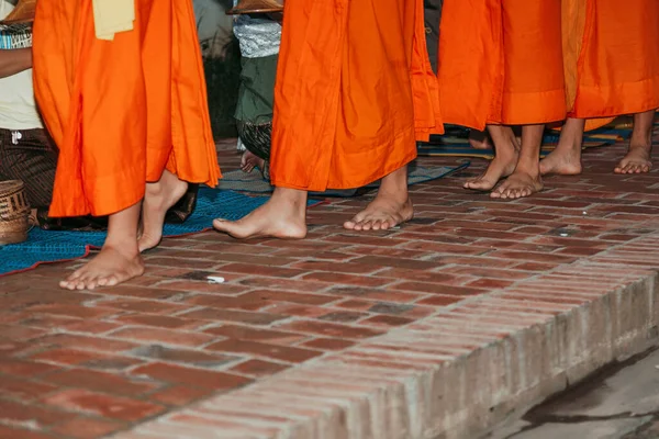 Every Day Very Early Morning Hundreds Monks Walk Streets Beg Stock Picture