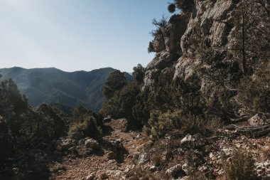 Galera Tepesi 'ne giden yol. Teruel bölgesi. İspanya