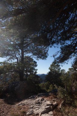 Galera Tepesi 'ne giden yol. Teruel bölgesi. İspanya