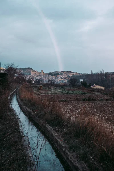 Valderrobres 西班牙 2020年12月15日 Rainbow View Medieval Village Teruel Province Calatravo — 图库照片