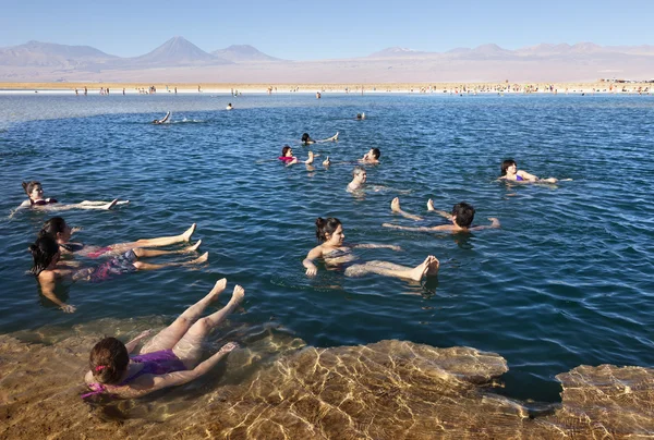 Люди, які плавають у природний басейн Ліцензійні Стокові Фото