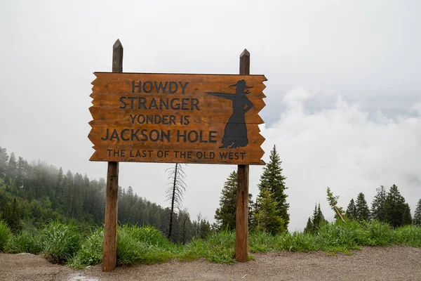 Jackson Вайомінг Червня 2020 Welcome Sign Jackson Hole Area Howdy — стокове фото