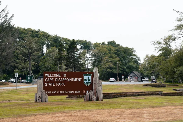 Washington Usa Juli 2020 Välkomstskylt Till Cape Disappointment State Park — Stockfoto