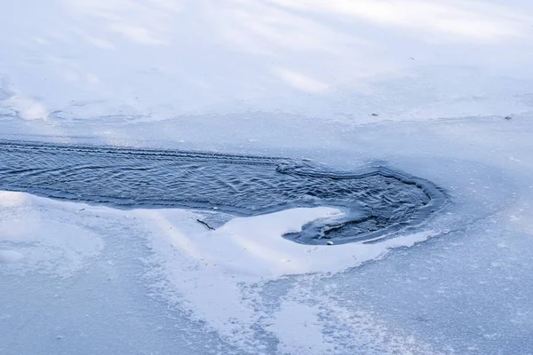 Patrón Hielo Congelado Agua Corriente Río Croix Minnesota — Foto de Stock