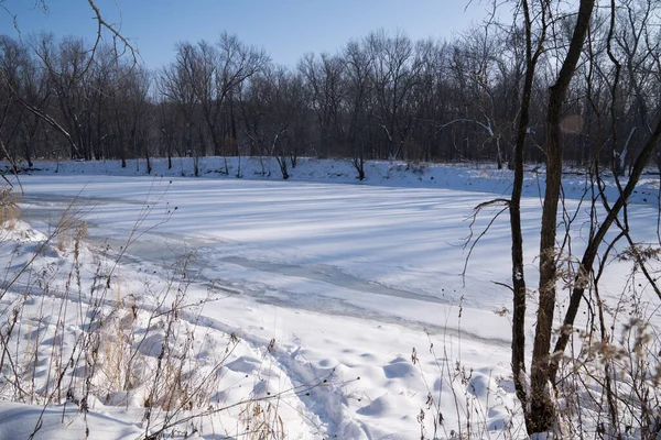 Río Croix Congelado Cubierto Hielo Visto Desde Parque Estatal William — Foto de Stock