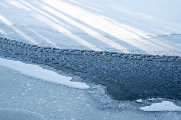 Gelo Congelado Padrão Água Corrente Rio Croix Minnesota — Fotografia de Stock