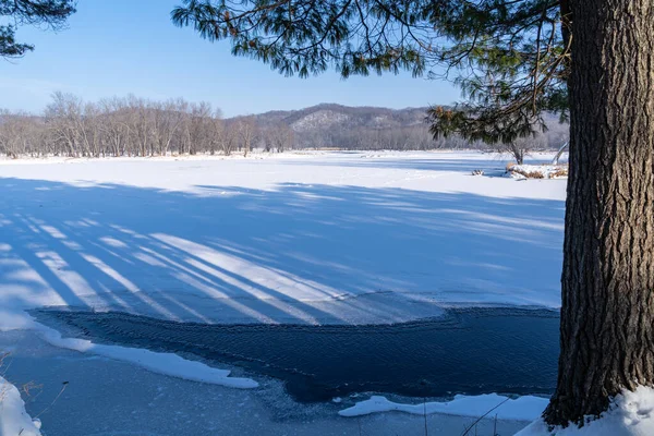 Winterszene Entlang Des Croix River Vom William Brien State Park — Stockfoto