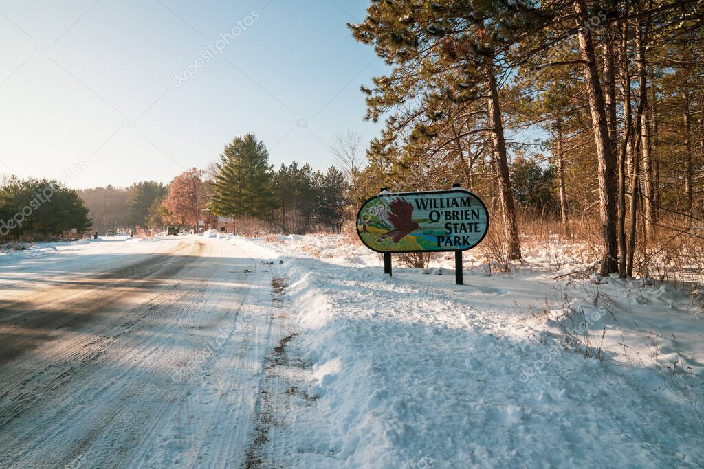 Marine on St. Croix, Minnesota January 2, 2021 sign for