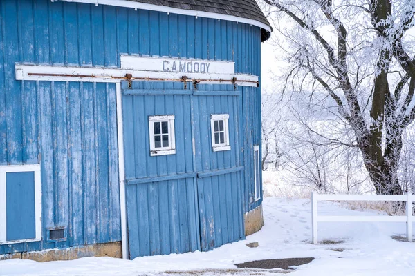 Chisago City Minnesota Januar 2021 Die Moody Blue Rundscheune Moody — Stockfoto