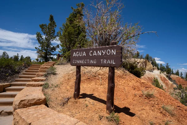 Wegweiser Für Den Verbindungsweg Zum Agua Canyon Bryce Canyon National — Stockfoto