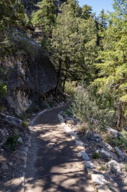 Walnut Canyon Ulusal Anıtı 'ndaki Ada Patikası boyunca yürüme yolu.