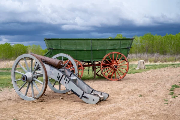 Old Wagon Cart Bents Old Fort National Historic Site Colorado — Stock Photo, Image
