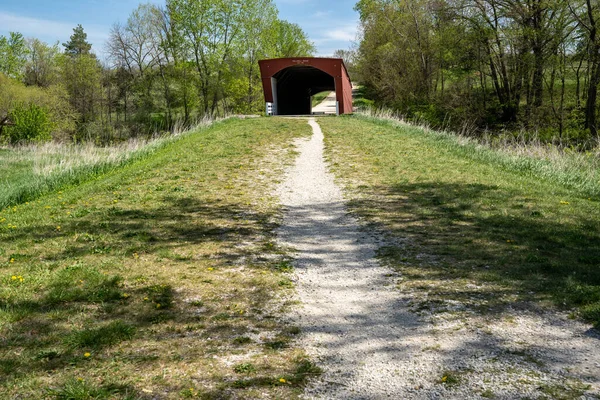 Ponte Coperto Holliwell Nell Iowa Invernale Parte Dei Ponti Della — Foto Stock