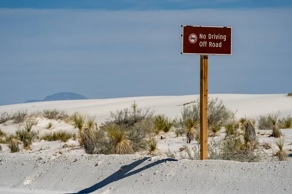 Hay Señales Tráfico Parque Nacional White Sands Nuevo México — Foto de Stock