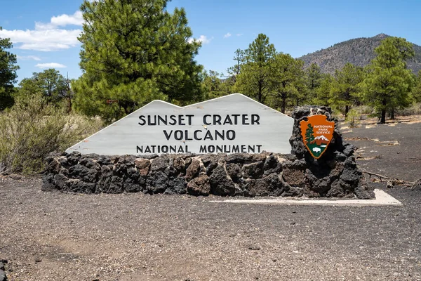 Arizona Usa Mai 2021 Willkommensschild Für Das Sunset Crater Volcano — Stockfoto