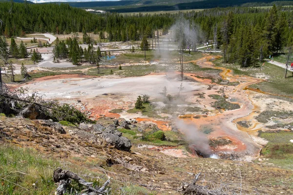 Artista Paint Pots Parque Nacional Yellowstone Día Soleado — Foto de Stock