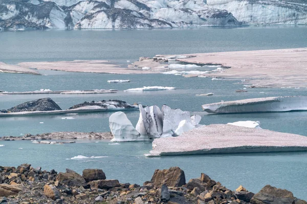 Icebergs Upper Grinnell Lake Encontrado Grinnell Glacier Trail Glacier National — Fotografia de Stock
