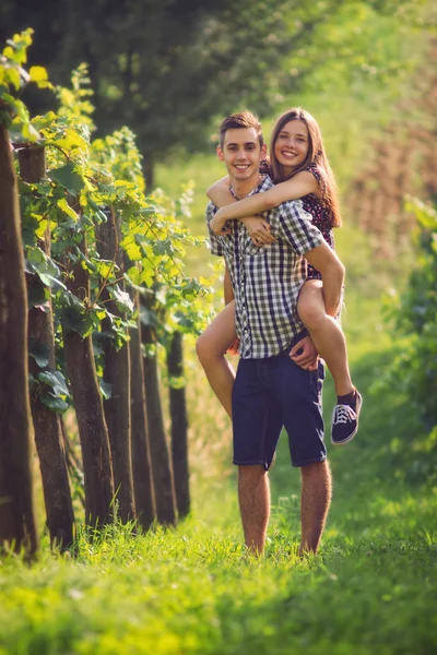 Couple sur le vignoble . — Photo