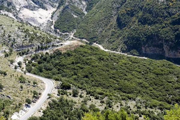 Strade Tortuose Splendide Montagne Verdi Vlore Albania — Foto Stock