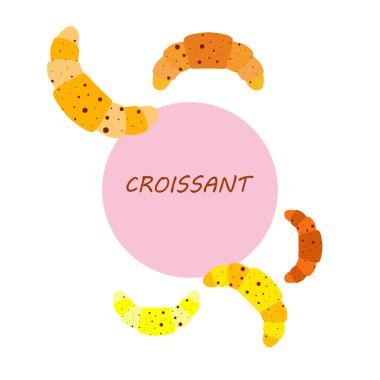 Harfli taze kruvasanlar, vektör arkaplan