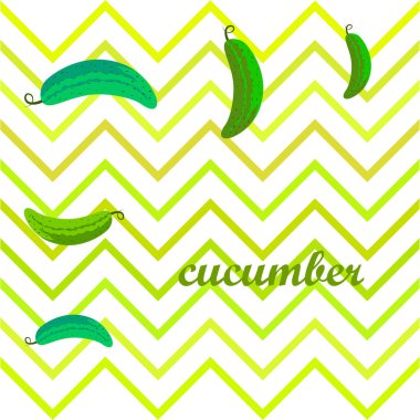 Taze salatalık, çiftçi pazarı tasarımı. Vektör arkaplanı.