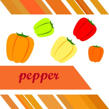 Biber. Taze sebzeler. Organik gıda posteri. Çiftçi pazarı tasarımı. Vektör arkaplanı