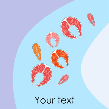 Balık bifteği, yemek ve restoran tasarımının vektör çizimi.