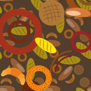 çeşitli fırın ürünleri, vektör illüstrasyonu.