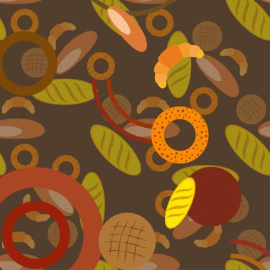 çeşitli fırın ürünleri, vektör illüstrasyonu.