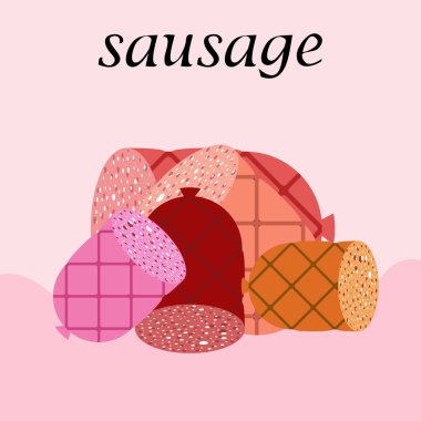 Sosisler, taze et ürünleri vektör arka planı