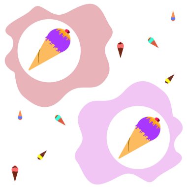 Vektör illüstrasyonu, dondurma külahları arkaplanı.